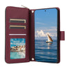 For Samsung Galaxy S25 5G Crossbody Rhombic Zipper Tower Buckle Leather Phone Case with Lanyard(Wine Red)