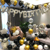 Happy Birthday Girl Boy Aluminum Film Balloon Scene Decoration Set Background Wall Decoration Adult Party Decoration Supplies(Silver)