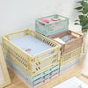 Folding Stackable Storage Basket Plastic Hollow Home Office Organizer Container Larg Light Blue