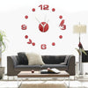 Art Wall Clock Background Wall Stickers TV Wall Stickers 3D Bird Leaves Wall Clock Home Accessories(Red)