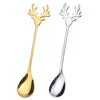 4pcs /Pack Christmas 304 Stainless Steel Deer Stirring Spoon Coffee Dessert Scoop, Color: Silver+Red Box
