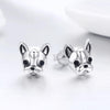S925 Sterling Silver Animal Earrings Bulldog Plain Silver Earrings