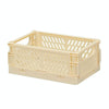 Folding Stackable Storage Basket Plastic Hollow Home Office Organizer Container Small Yellow