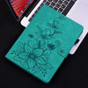 For Samsung Galaxy Tab A9 Lily Embossed Leather Tablet Case(Green)