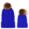 2 in 1 Autumn and Winter Parent-child Hat Set Warm Twist Texture Knit Hat with Wool Ball, Size:Parent-child(Royalblue)
