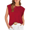 Women Summer Loose Top Basic T-Shirt Round Neck Casual Tank, Size: XXL(Wine Red)