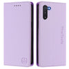 For Samsung Galaxy Note10 RC01 Dual-Folded Magnetic Suction RFID Leather Phone Case(Light Purple)