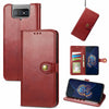For Asus Zenfone 8 Flip Solid Color Leather Buckle Phone Case with Lanyard & Photo Frame & Card Slot & Wallet & Stand Function(Red)