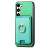 For Samsung Galaxy S23 FE 5G Retro Cross Leather Ring Vertical Insert Card Bag MagSafe Phone Case(Green)