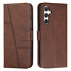 For Samsung Galaxy A56 5G Stitching Calf Texture Buckle Leather Phone Case(Brown)