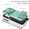 For Samsung Galaxy A36 Stereoscopic Holder Sliding Camshield Phone Case(Light Green)