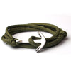 Alloy Anchor Charm Multilayer Leather Friendship Bracelets (Army Green)