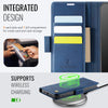 For iPhone 14 Pro AutSpace A11 Side Buckle MagSafe Magnetic RFID Phone Leather Case(Blue)