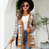 Autumn and Winter Female Diamond Loose Knitted Cardigan Jacquard Medium-length Sweater Jacket, Size: S(Brown)
