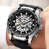 FNGEEN A001 Men Fashion Steel Band Hollow Watch Automatic Mechanical Watch(Black)