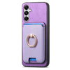 For Samsung Galaxy A05s Retro Cross Leather Ring Vertical Insert Card Bag MagSafe Phone Case(Purple)
