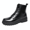 Men Martin Boots Motorcycle Leather Boots High Top Work Boots, Size: 39(BH-A008 Black)