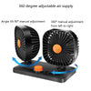 Mini USB 12 / 24V Car Electric Fan Double Head Car Cigarette Lighter Fan