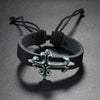 Simple Woven Leather Bracelet Vintage Adjustable Band Wristlet, Style: Wings Cross