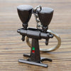 Mini Metal Keychain Coffee Utensils Decorative Pendant, Style: Dual-Head Bean Grinder Black
