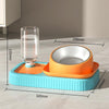 Cat Food Bowl Set with Thermal & Gravity Waterer (Blue/Orange)
