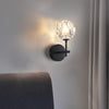 Wall Lamp Villa Hotel Wall Lamp Bedroom Bedside Crystal Wall Lamp, Power source:  warm light LED5W(Single Head Black)