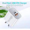 SDC-18W 18W PD 3.0 Type-C / USB-C + QC 3.0 USB Dual Fast Charging Universal Travel Charger with USB to 8 Pin Fast Charging Data Cable, AU Plug