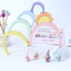Wooden Rainbow Sun Clouds Piles of Music Blocks Children Room Decoration Photography Props(Pink)