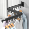 Foldable Invisible Clothes Drying Rack Hole-Free Expandable Corner Metal Convenient Drying Rod For Balcony, Specification: 2 Fold Gray