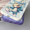 For iPhone 14 Pro Liquid Angel Eyes Hip Hop Rabbit TPU Phone Case(Purple Petal)