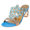 Fashion Thick Heel Rhinestone Fish Mouth Slippers, Size:35(Sky Blue)