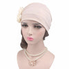 Flower Wrinkled Pull-over Confinement Chemotherapy Cap, Size:One  Size(Beige)