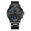 OCHSTIN 7250 Fashion Steel Strap Multifunctional Quartz Men Watch(Black+Blue)