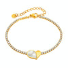 OPK GS1549 Stainless Steel With Diamonds Bracelet Love Heart Shell Hand Jewelry, Color: Gold