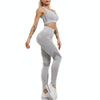 Women Sports Bra and Leggings Two-Piece Set Yoga Wear Fitness Set, Size: L(Gray)