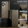 For iPhone 15 Pro AutSpace A11 Side Buckle MagSafe Magnetic RFID Phone Leather Case(Coffee)