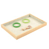 Bamboo Wood Velvet Multi-Functional Jewelry Display Tray Jewelry Storage Box Empty Tray, Style: Velvet (Ice Flowers)
