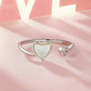S925 Sterling Silver Platinum-plated White Shell Love Adjustable Open Ring(BSR520-E)