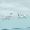 SCE1535 Sterling Silver S925 Cute Dachshund Animal Stud Earrings