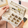 Portable Travel Jewelry Box Earrings Necklace Ring Storage Case(White)