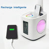 10W Touch Control 3-speed Adjustment Light DimmableEye Protection Table Lamp Coloured Night Light with Pen Holder & Alarm Clock