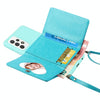 For Samsung Galaxy A33 5G Crossbody Lanyard Wallet Card Bag Phone Case(Sky Blue)