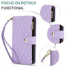 For Samsung Galaxy A56 5G YM016 Rhombic Zipper Card Wallet Leather Phone Case with Lanyard(Light Purple)