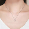 Cute Cat S925 Sterling Silver Lady Necklace With Zircon Inlaid Plain Silver Necklace