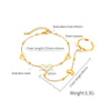 OPK GS1557 2 in 1 Simple Stainless Steel Hand Back Chain Love Heart Ring Bracelet Integrated Hand Jewelry