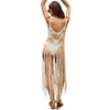 Summer Long Tassels Camisole Cover-up Hand Hook Hollow Sunscreen Shirt, Size: Free Size(Beige)