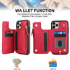 For iPhone 11 Pro Double Flap Zipper RFID Leather Phone Case with Short Lanyard(Red)