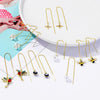 E2210-6 Moon Long Ear Wire Women Simple Earrings
