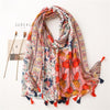 180 X 85cm  Women Cotton And Linen Scarf Retro Splicing Bohemian Printed Silk Shawl SL2008-005 Pink