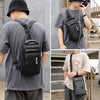 HAOSHUAI 1100-17 Men Chest Bag Casual Shoulder Bag USB Charging Chest Bag(Dark Blue)
